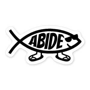Abide Fish Vinyl White Sticker - 1.5 x 3